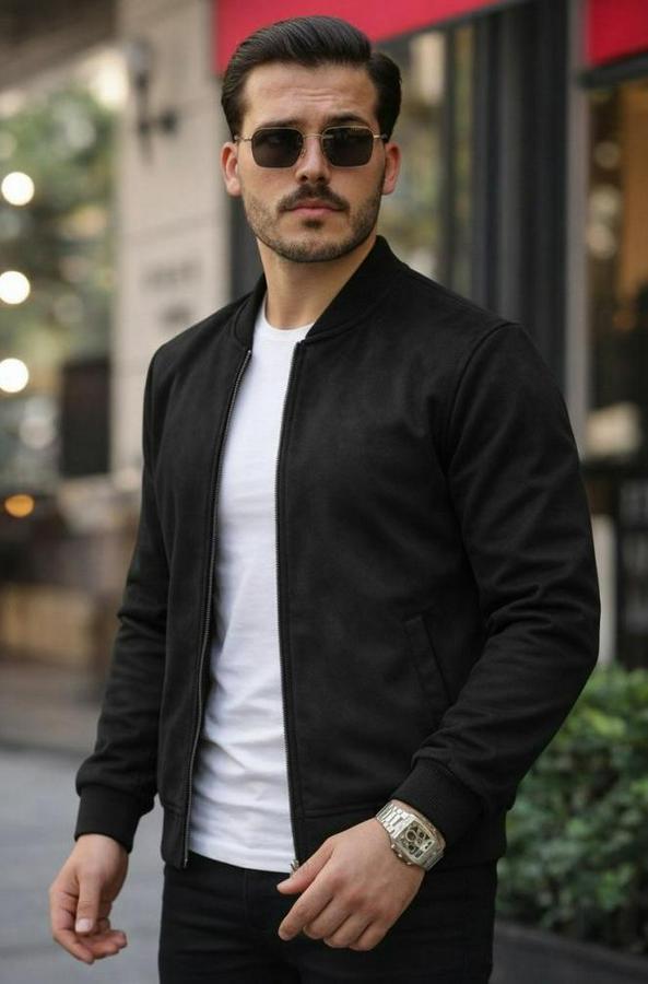 Önden Fermuarlı Içi Astarlı Süet Ceket