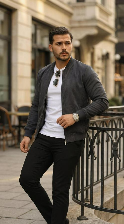 Önden Fermuarlı Içi Astarlı Süet Ceket