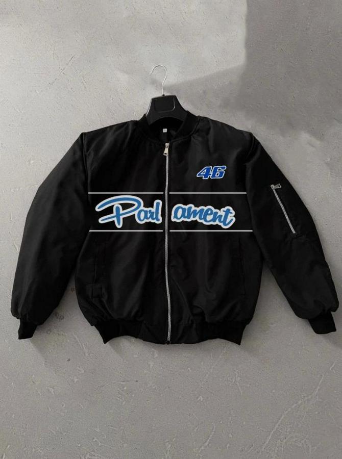 Tam Kalıp Uzun Kol Baskılı Bomber Ceket