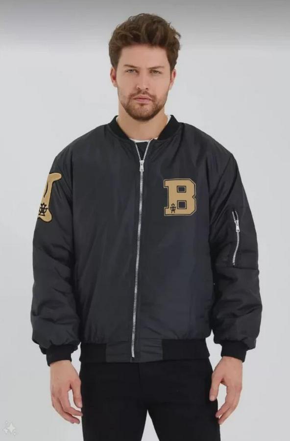 Unisex Uzun Kol Baskılı Bomber Ceket