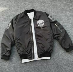 Unisex Uzun Kol Kuru Kafa Baskılı Bomber Ceket