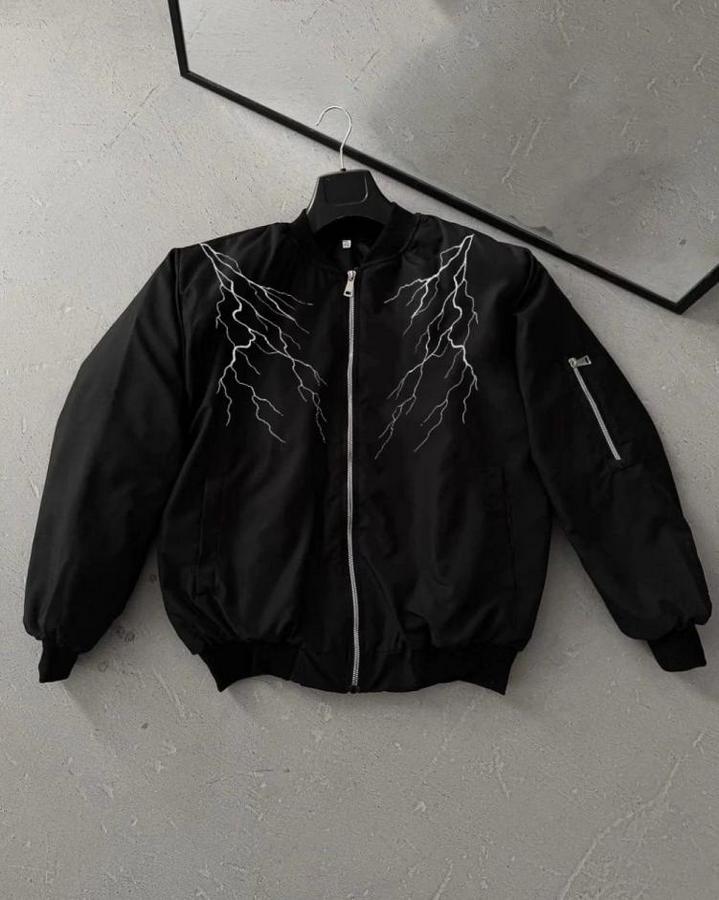 Yıldırım Baskılı Uzun Kol Bomber Ceket