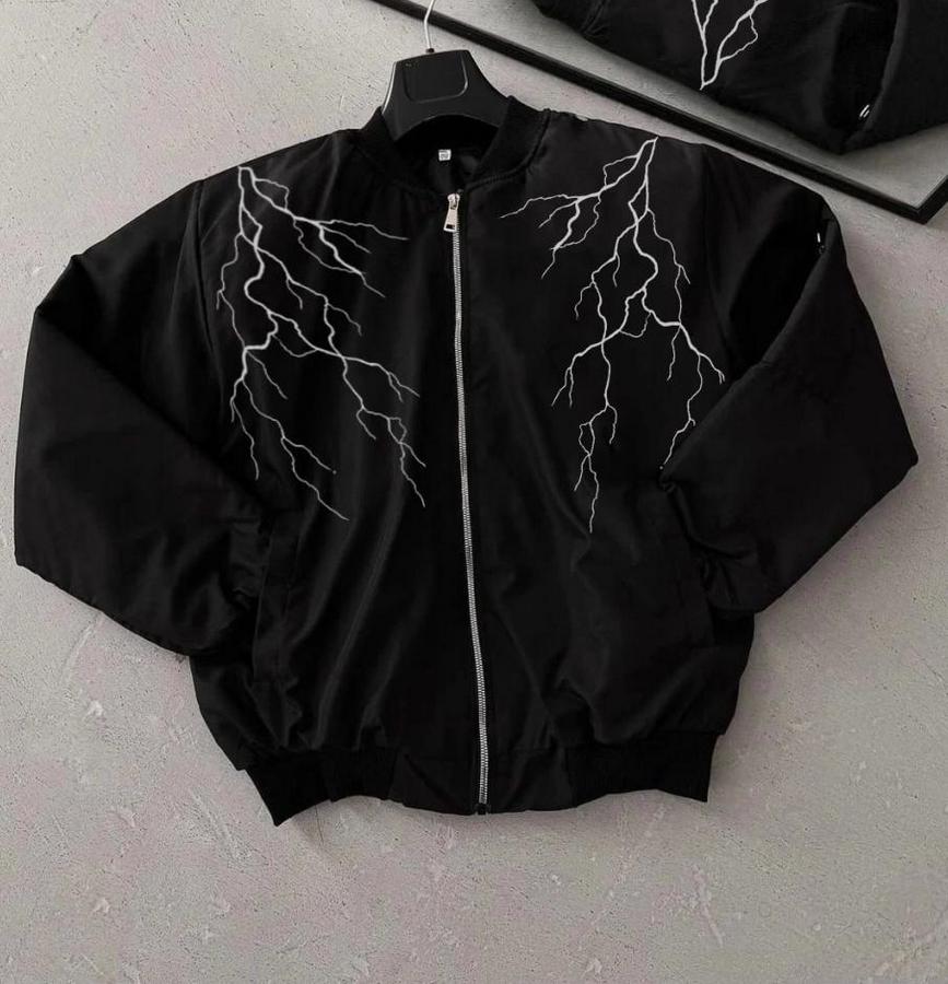 Yıldırım Baskılı Uzun Kol Bomber Ceket