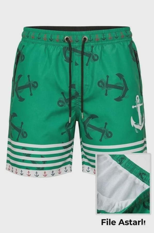 Deniz Şortu Fermuarlı Cepli File Astarlı Hızlı Kuruyan Premium