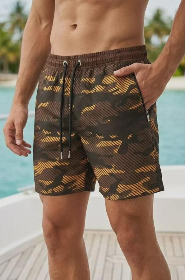 Deniz Şortu Fermuarlı Cepli File Astarlı Hızlı Kuruyan Premium