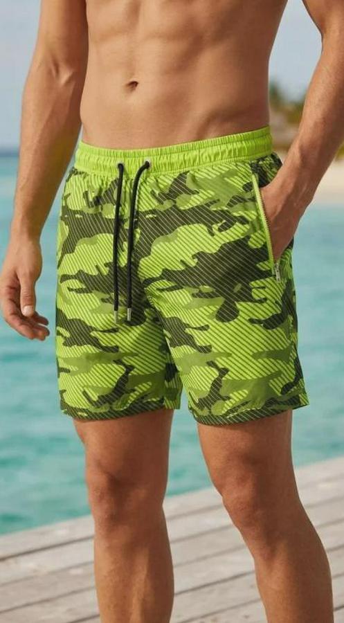 Deniz Şortu Fermuarlı Cepli File Astarlı Hızlı Kuruyan Premium