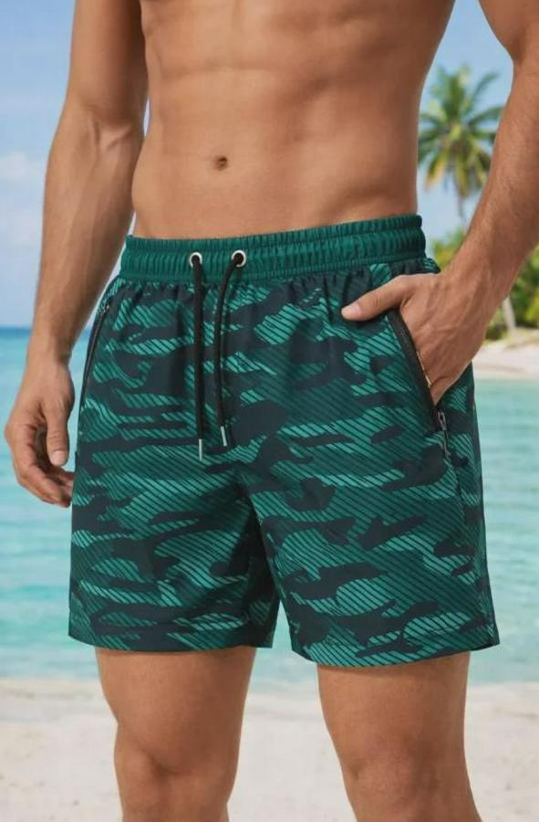 Deniz Şortu Fermuarlı Cepli File Astarlı Hızlı Kuruyan Premium