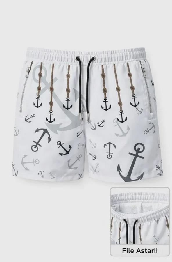 Deniz Şortu Fermuarlı Cepli File Astarlı Hızlı Kuruyan Premium