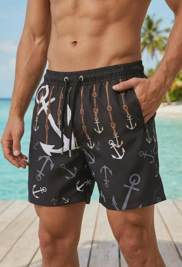 Deniz Şortu Fermuarlı Cepli File Astarlı Hızlı Kuruyan Premium