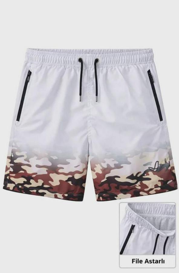 Deniz Şortu Fermuarlı Cepli File Astarlı Hızlı Kuruyan Premium