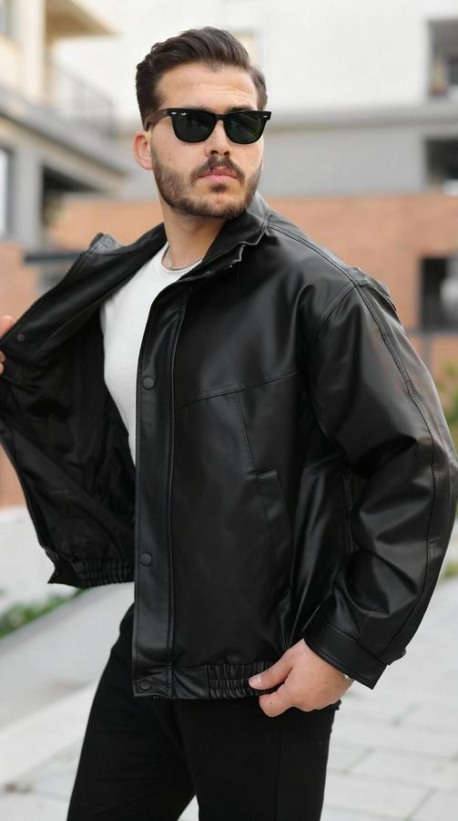 Içi Astarlı Oversize Deri Ceket