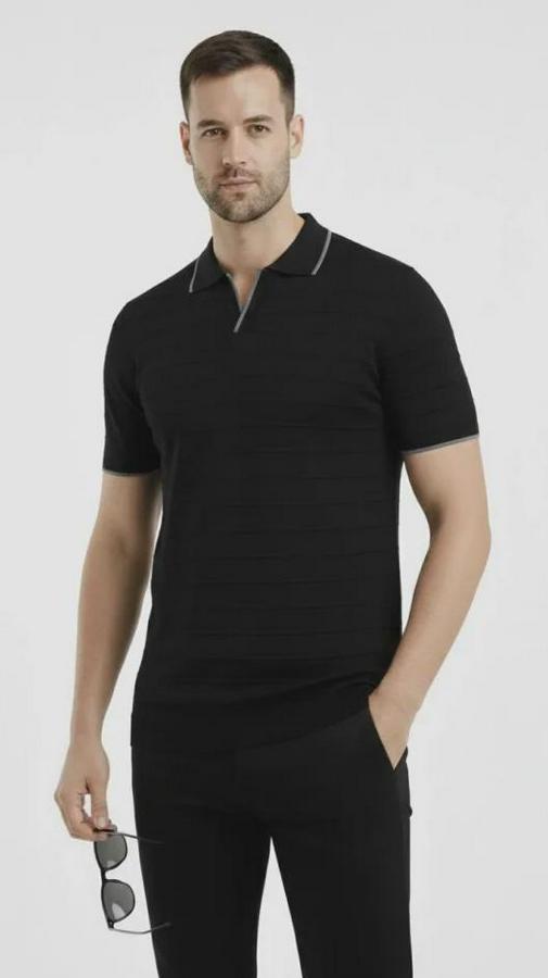 ’li Paket Triko Yakalı Düğmesiz Açık Yaka Fitilli Kısa Kollu Regular Fit Tişört