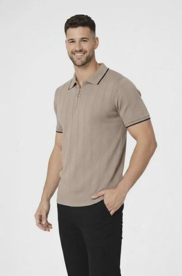 ’lü Paket Dokuma Triko  Fermuarlı Yakalı Fitilli Kısa Kollu Regular Fit Tişört