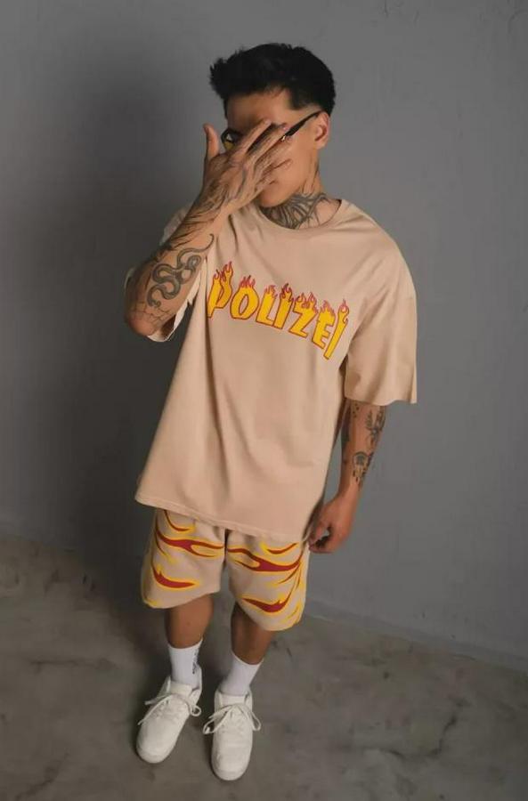 Erkek Alev Baskılı Ikili Şortlu Takım