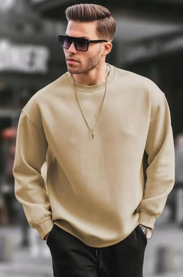 Düz Bisiklet Yaka Sweat