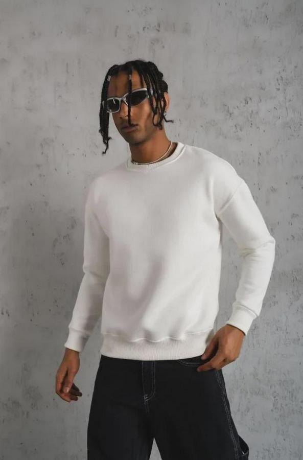 Düz Bisiklet Yaka Sweat