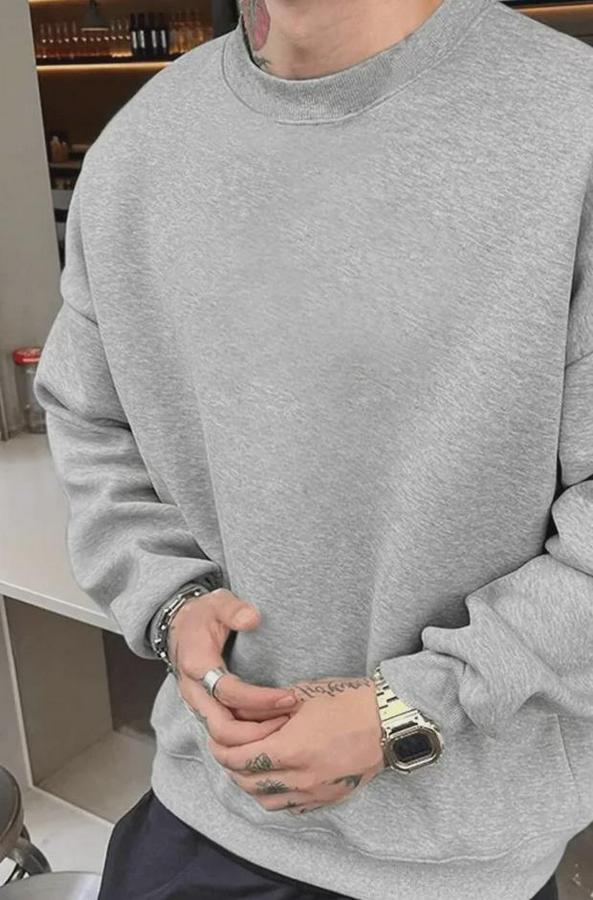 Düz Bisiklet Yaka Sweat