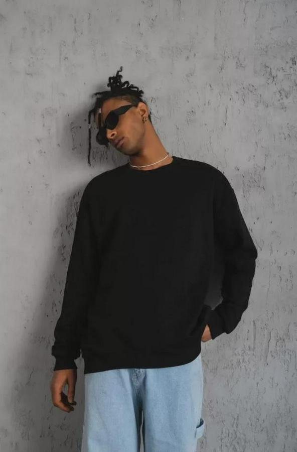 Düz Bisiklet Yaka Sweat