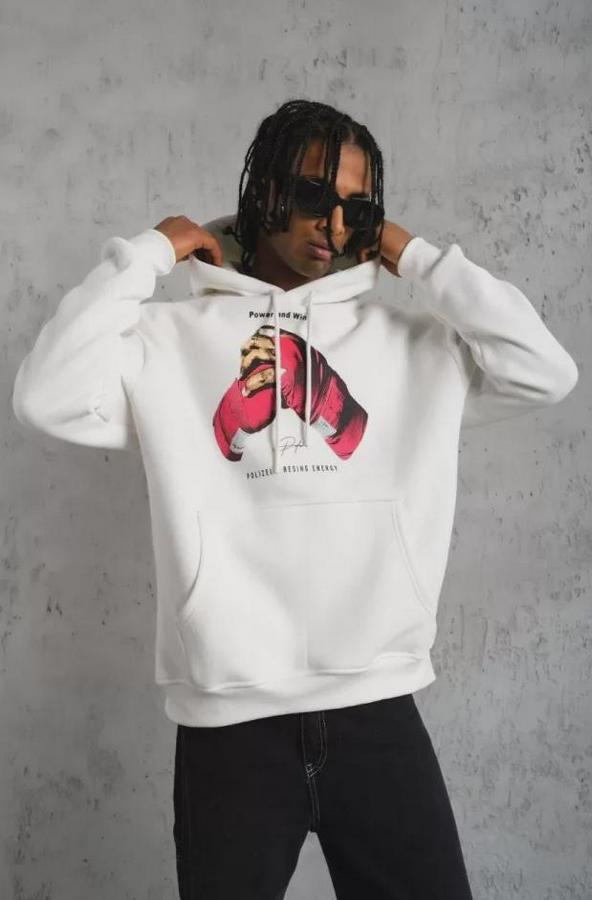 Eldiven Baskılı Kapüşonlu Sweat