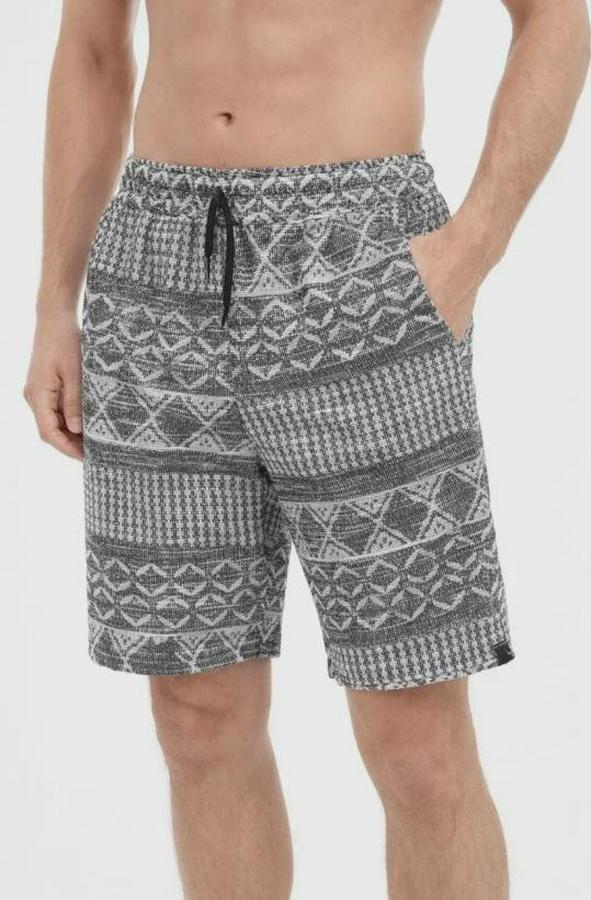 Etnik Desenli Dokuma Şort Lastikli Bel Bağcıklı Cepli Yazlık