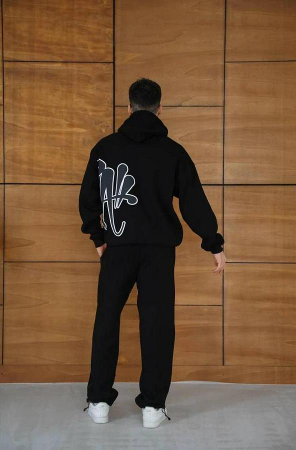 Kapüşonlu Eşofman Takım Graffiti Baskılı Oversize Rahat Kalıp, Kanguru Cepli, Streetwear Tarzında Premium Ürün 3 Iplik Pamuklu