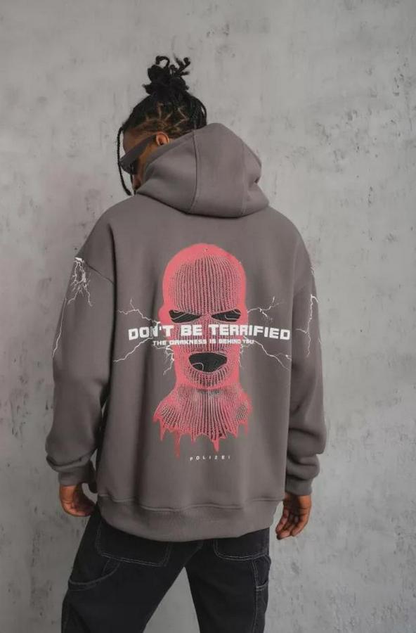 Maske Baskılı Kapüşonlu Sweat