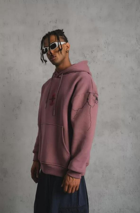 Maske Baskılı Kapüşonlu Sweat