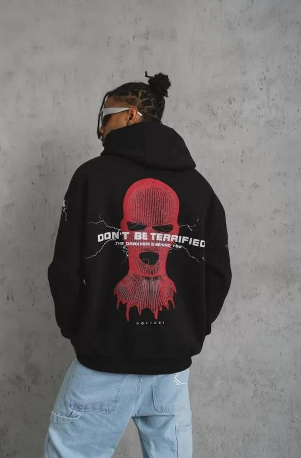 Maske Baskılı Kapüşonlu Sweat