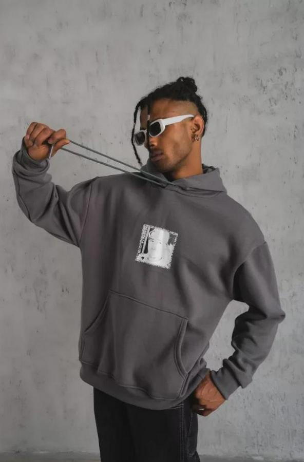 Ön Arka Baskılı Kapşonlu Sweat