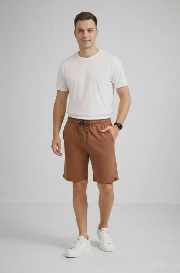 Otoban Dokuma Şort Beli Lastikli Bağcıklı, Cepli, Rahat Kesim Günlük Yazlık Şort