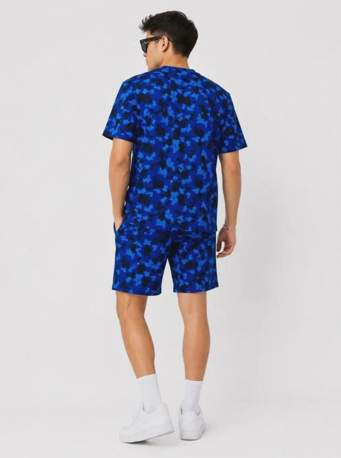 Oversize Kalıp Pubg Bape X Shark Nakışlı Cepli Şort Takım