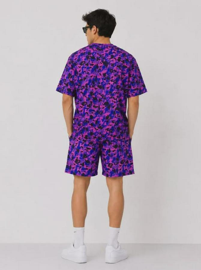 Oversize Kalıp Pubg Bape X Shark Nakışlı Cepli Şort Takım