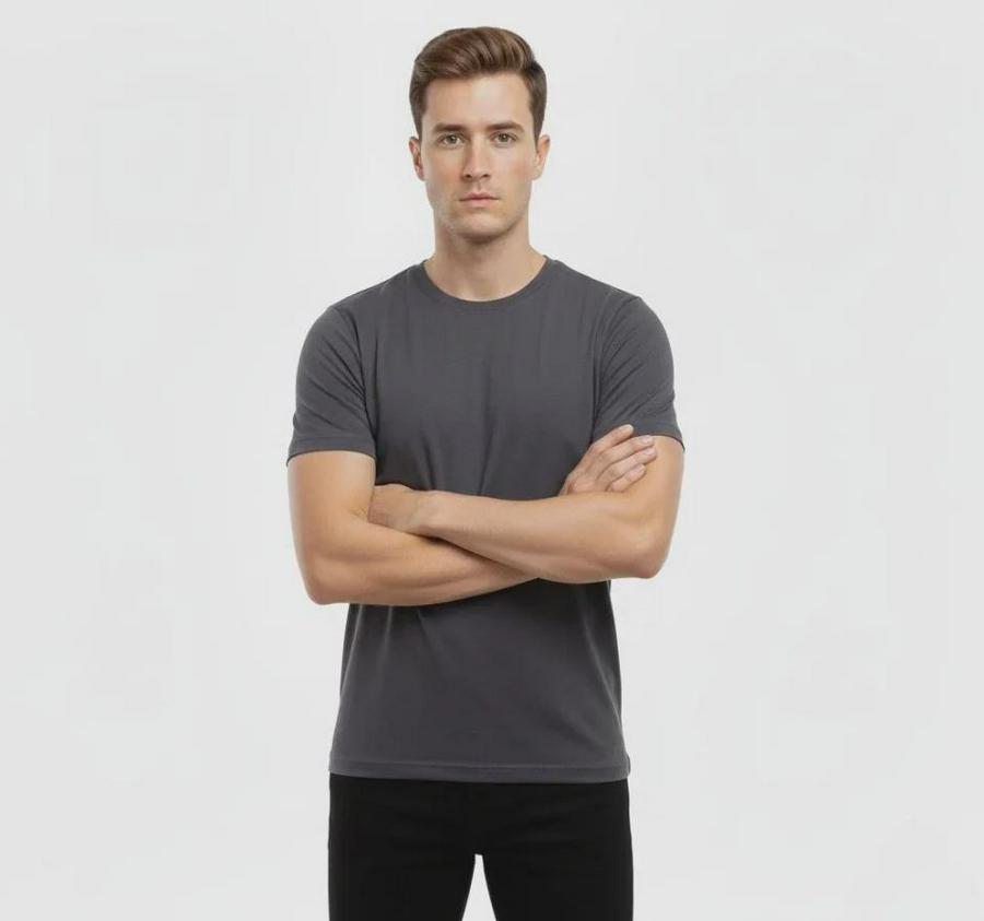 T-Shirt Bisiklet Yaka Slim Fit Dar Kesim Likralı Tişört Günlük Basic Body