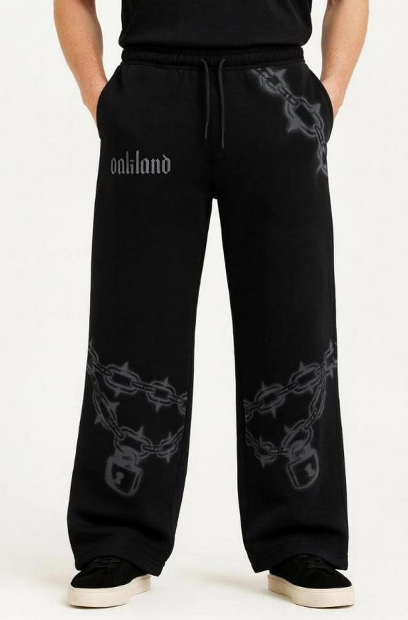 Üç Iplik Pamuklu Baskılı Cepli Jogger Buggy Pantalon Oversize Kalıp