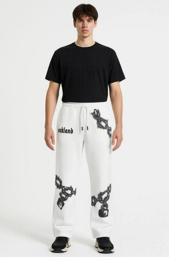 Üç Iplik Pamuklu Baskılı Cepli Jogger Buggy Pantalon Oversize Kalıp