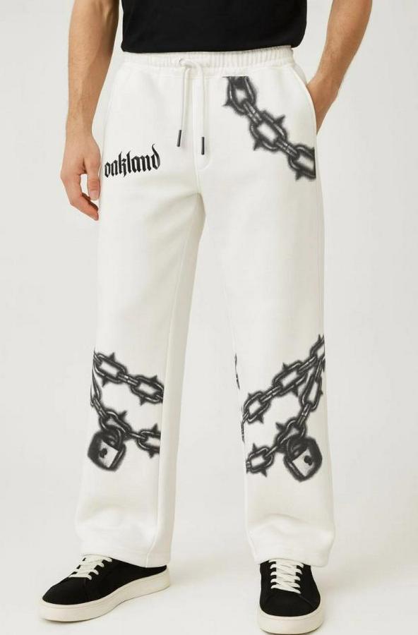 Üç Iplik Pamuklu Baskılı Cepli Jogger Buggy Pantalon Oversize Kalıp