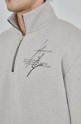 Yarım Fermuarlı Baskılı Sweat