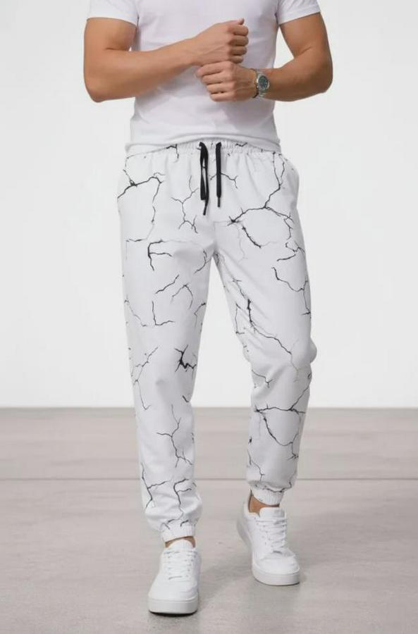 Dijital Baskılı Eşofman Altı Kışlık Üç Iplik Şardonlu Kumaş Lastikli Paça, Cepli, Rahat Kalıp