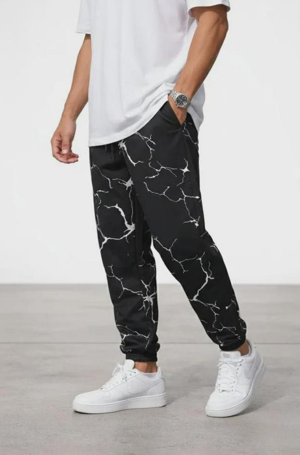 Dijital Baskılı Eşofman Altı Kışlık Üç Iplik Şardonlu Kumaş Lastikli Paça, Cepli, Rahat Kalıp