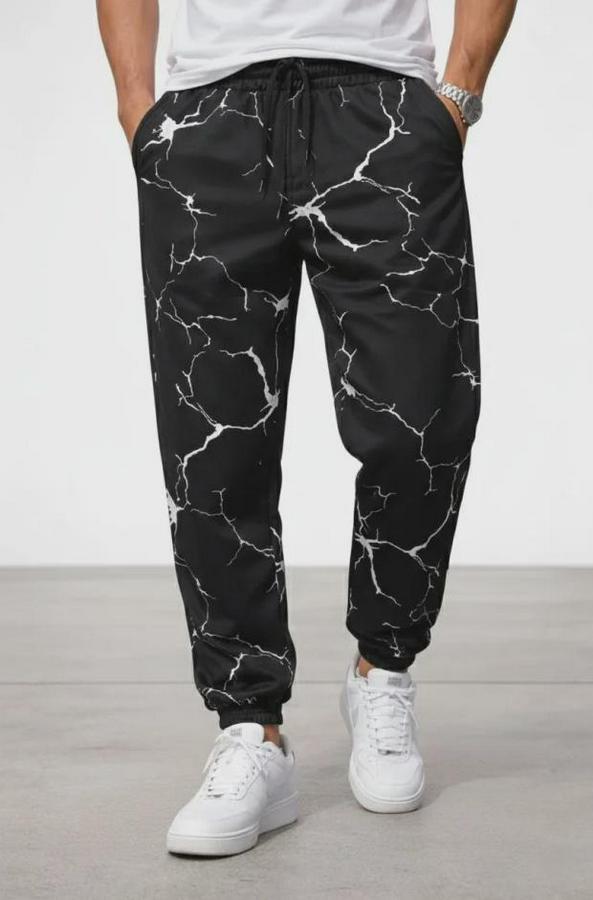 Dijital Baskılı Eşofman Altı Kışlık Üç Iplik Şardonlu Kumaş Lastikli Paça, Cepli, Rahat Kalıp