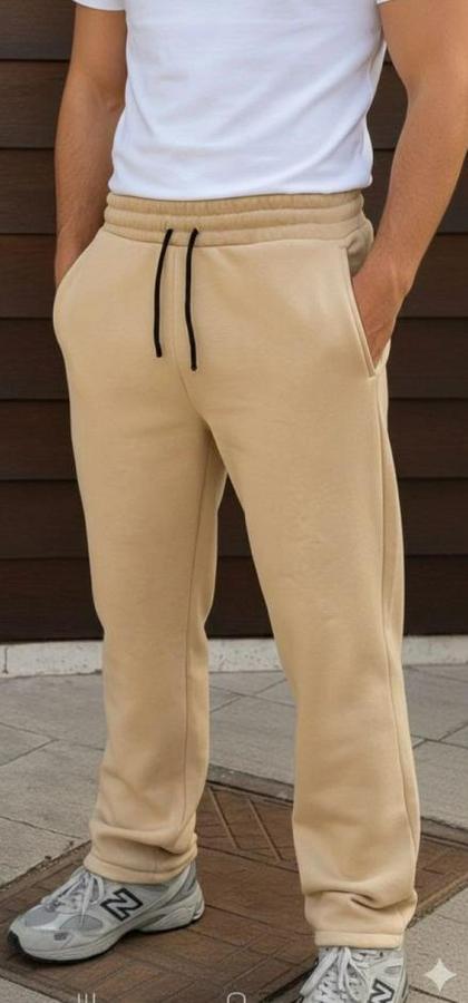 Üç Iplik Kışlık Pamuklu Ovarsize Bağcıklı Düz Paça Cepli Eşofman Altı Spor Rahat Model