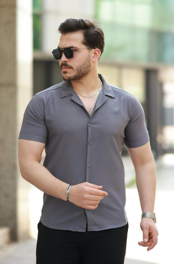Apaj Yaka Kısa Kollu Gömlek