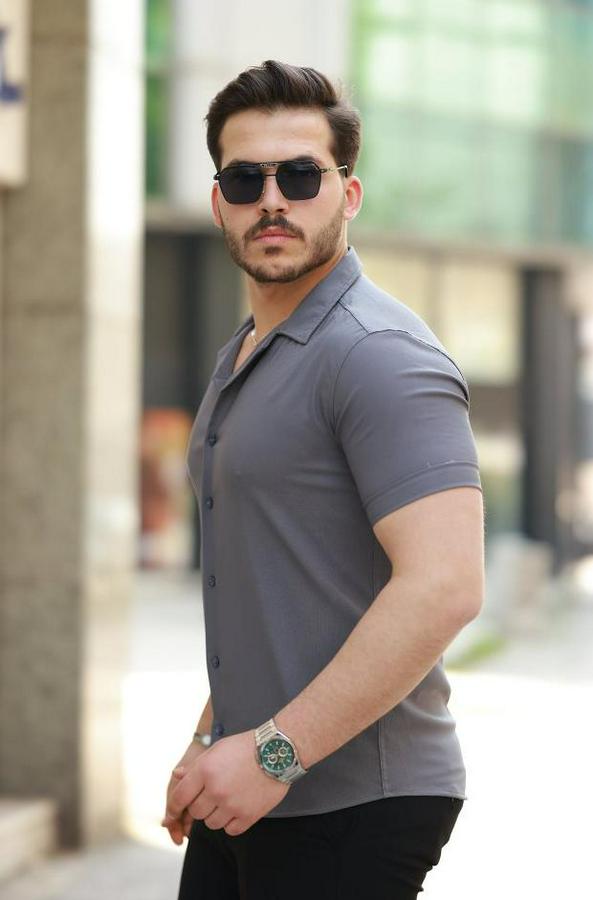 Apaj Yaka Kısa Kollu Gömlek