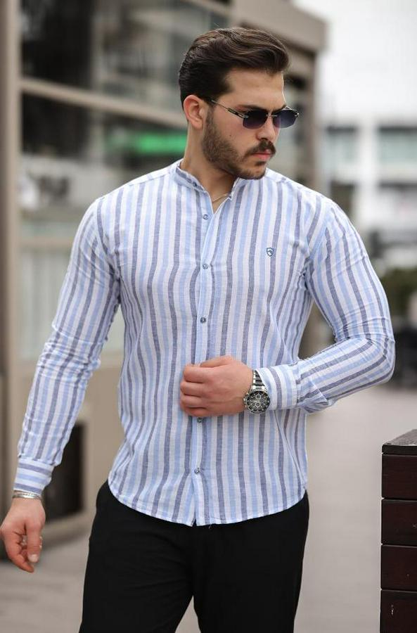 Çizgili Hakim Yaka Gömlek