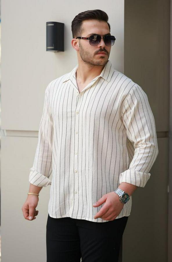 Çizgili Keten Gömlek