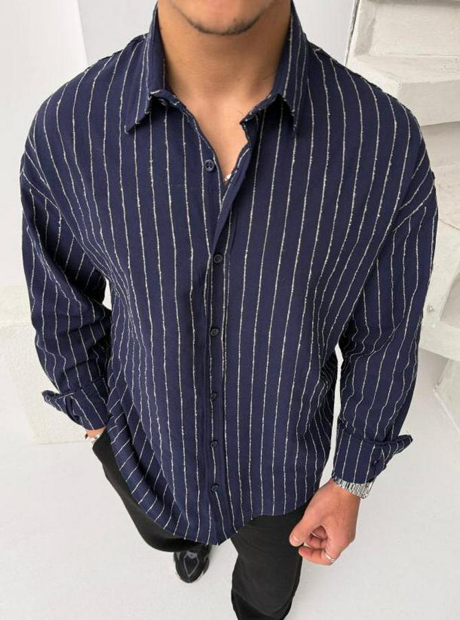Çizgili Keten Gömlek