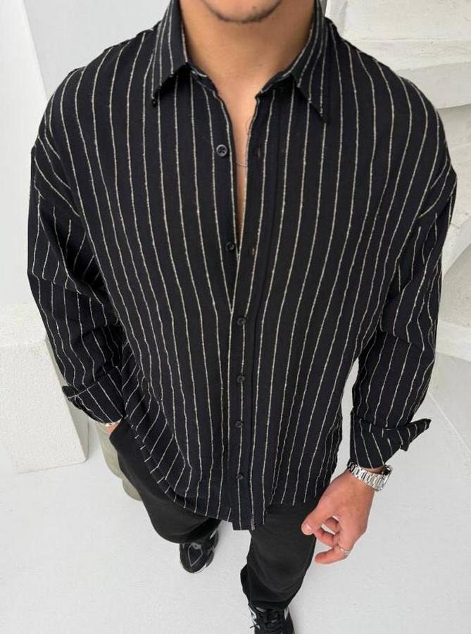 Çizgili Keten Gömlek