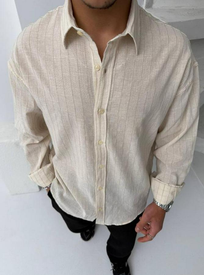 Çizgili Keten Gömlek