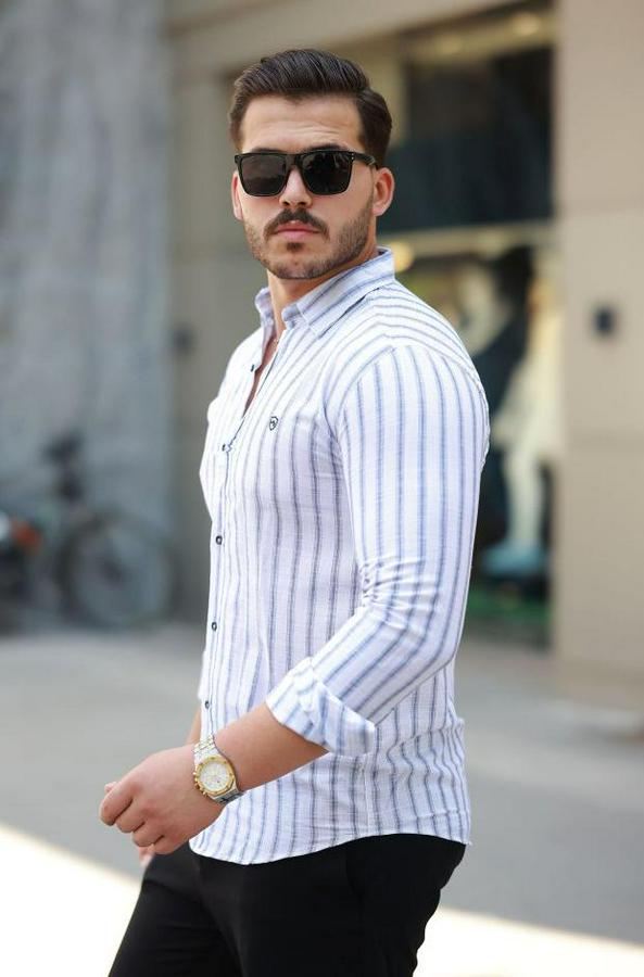 Çizgili Uzun Kollu Gömlek