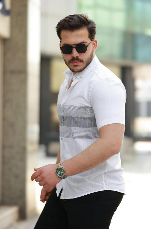 Desenli Kısa Kollu Gömlek